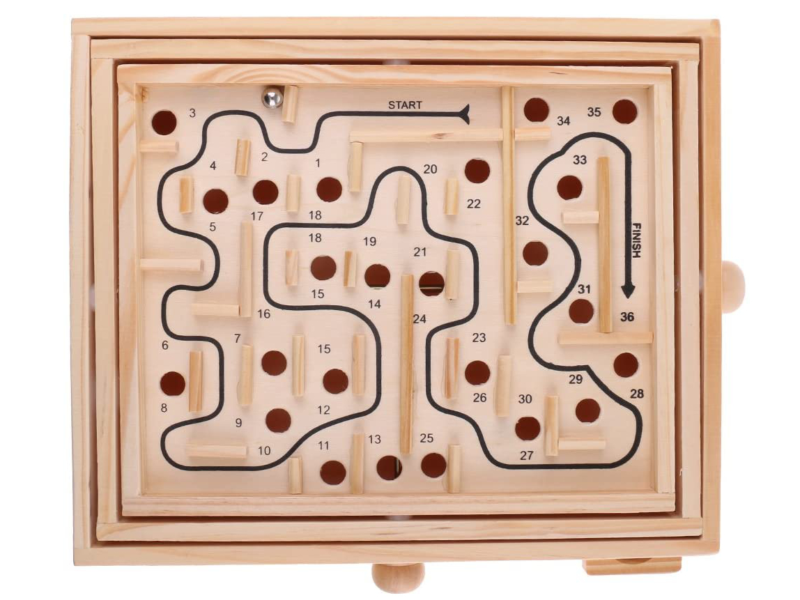 Maze Puzzle-Spiel Holz Labyrinth-Spiel Balance Board Labyrinth Kugel-Korn-Labyrinth Spielzeug F/üR Kinder Erwachsene Beito 1PC Perl