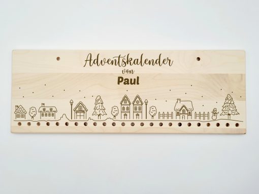Adventskalender aus Holz mit Gravur Winterlandschaft