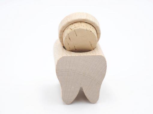 Zahndose aus Holz in Zahnform