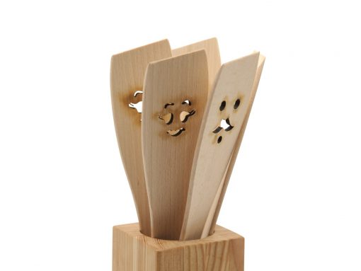 Küchenhelfer Set aus Holz mit Vase