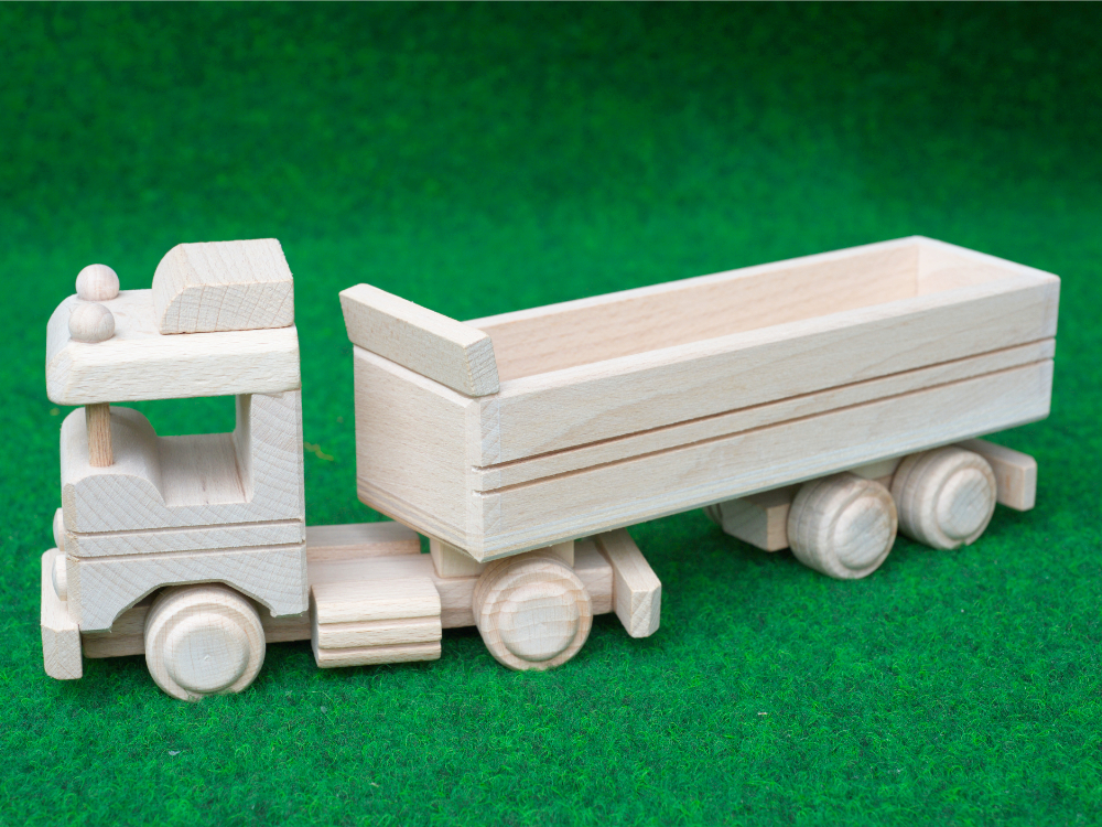 Kinder Spielzeug LKW Autotransporter Doppeldecker Anhänger abnehmbar Holz Autos 
