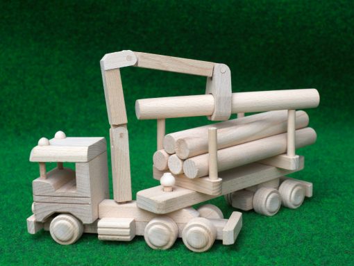 LKW mit Holzanhänger - nachhaltiges Spielzeug aus Holz