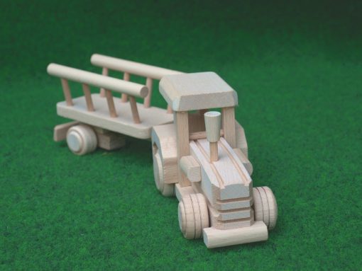 Traktor mit Anhänger aus Holz